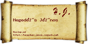 Hegedűs János névjegykártya