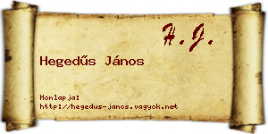 Hegedűs János névjegykártya